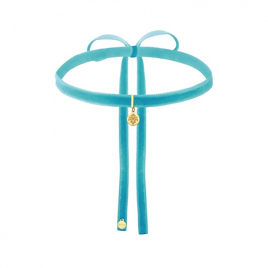 Turkusowy aksamitny choker z rozetą SOTHO