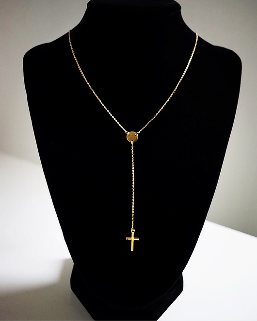 Pozłacany naszyjnik krawatka z krzyżykiem VENA Jewellery