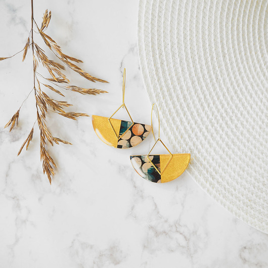 kolczyki drewniane KOLCZYKI DAMA  unikatowe autorskie i efektowne