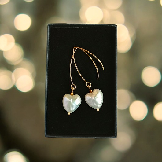 kolczyki z kamieniami Serce - perła : kolczyki : wyjątkowy prezent PREMIUM