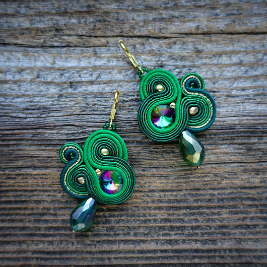 kolczyki soutache Isobelle - zielone  kolczyki soutache