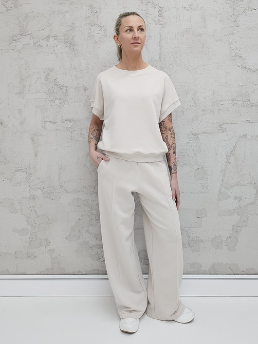 komplety damskie Chiara oversizowy komplet bezrękawnik i spodnie wide leg Cloud