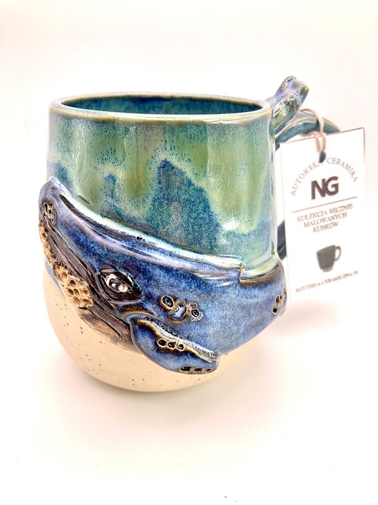 kubki Unikatowy kubek ceramiczny 'Wieloryb II