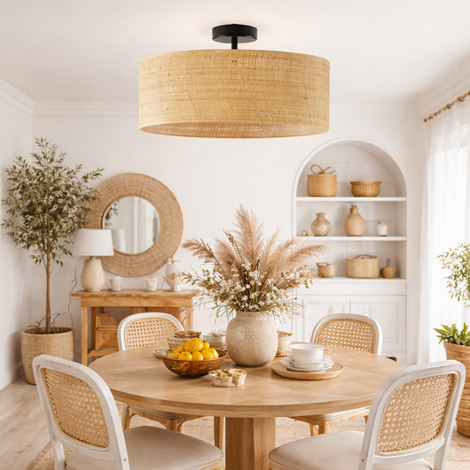 plafony Rattanowy plafon sufitowy nad stół do jadalni WENECJA BOHO fi - 40 cm