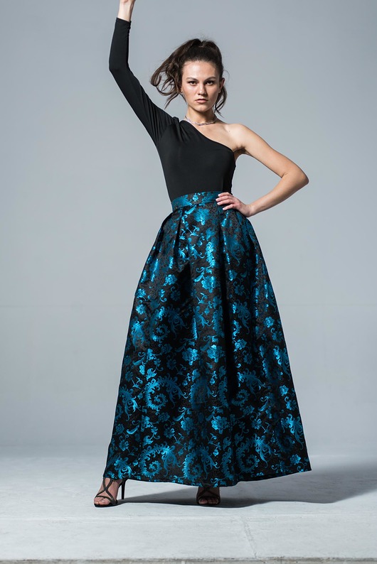 spódnice maxi Daya - długa spódnica żakardowa w kwiaty