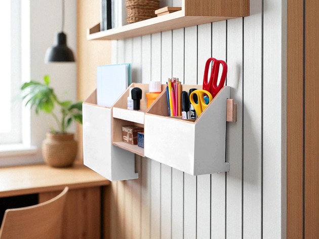 organizery Biały Organizer drewniany  na ścianę