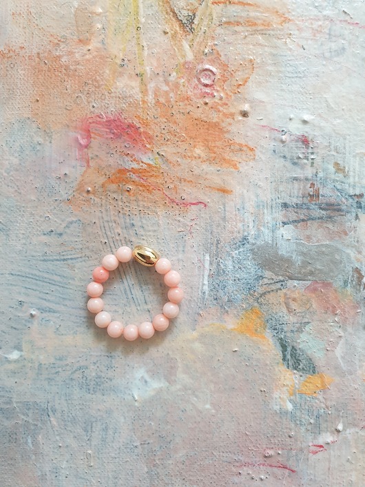 pierścionki elastyczne Pierścionek koral różowy, mosiądz