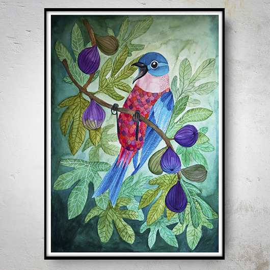 FIGOWY PTAK plakat 30x40cm muamua design
