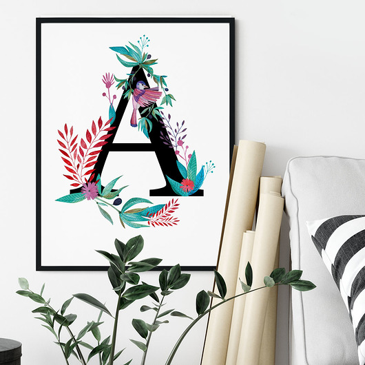 Litera A inicjał - ilustracja drukowana muamua design