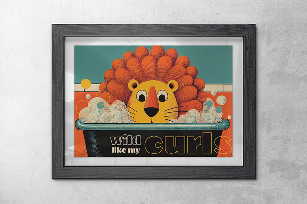 plakaty Plakat lew w wannie  wild like my curls 30x40