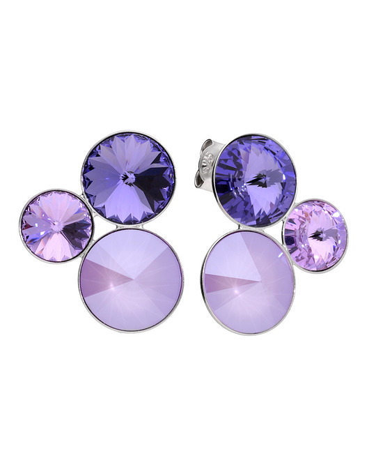 kolczyki swarovski Srebrne potrójne fioletowe kolczyki Swarovski