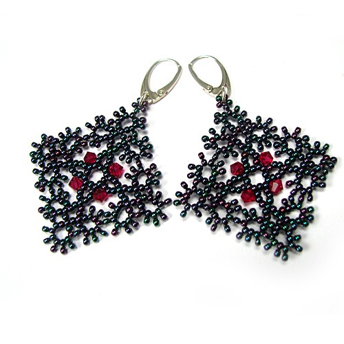 Square ornaments - Ruby&dragonfly Silverka