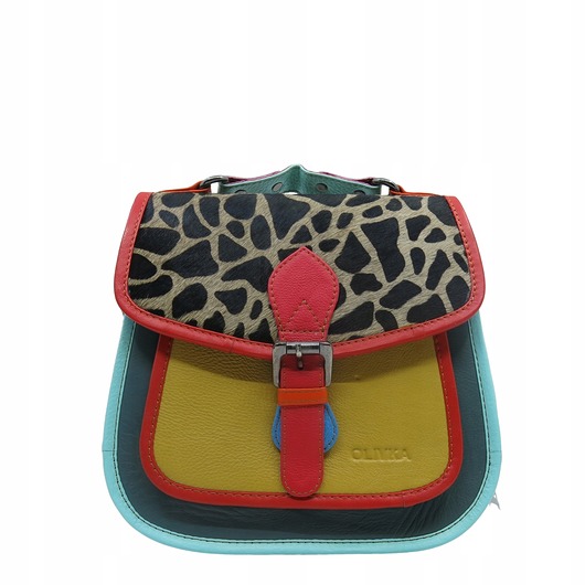 torby na ramię Torebka damska kolorowa skórzana skóra naturalna rączka pasek OLIVKA