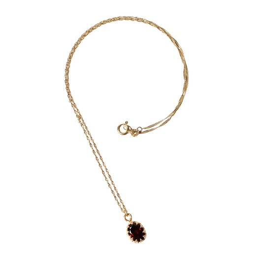 złote naszyjniki Złoty naszyjnik z fasetowanym granatem w stylu Vintage