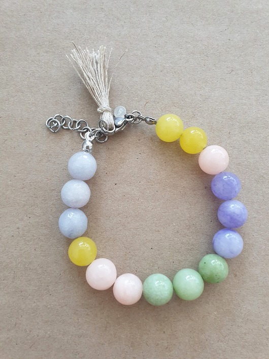 bransoletki z kamieni naturalnych Bransoletka SPRING z jadeitem, fiolet, róż, żółty, zieleń