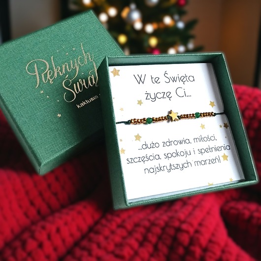 bransoletki z kamieni naturalnych WYSYŁKA 24h Świąteczna bransoletka - na prezent - świąteczne pudełko