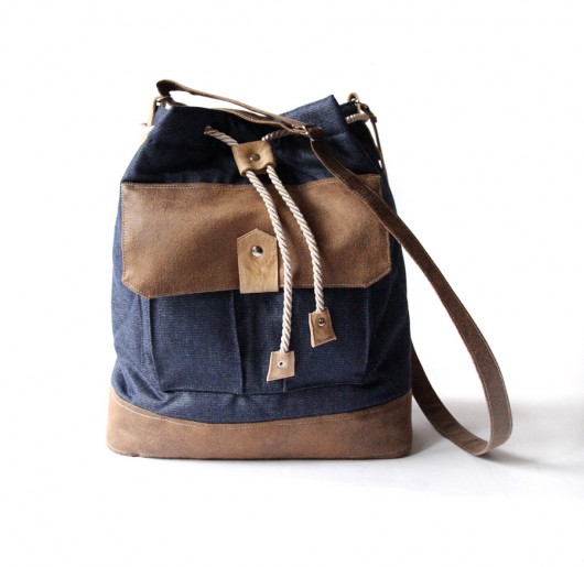 torba - navy blue&chocolate&stripes- zamówienie elfagado