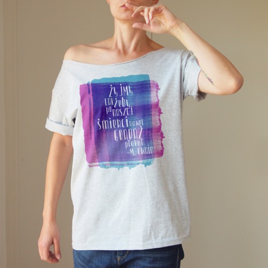 Żyjmy tak1 Krótki szary Oversize ONE MUG A DAY