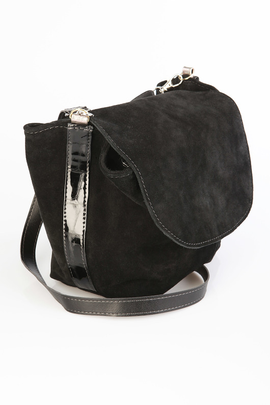 Skórzana torebka damska na ramię Gray Black CADOaccessories