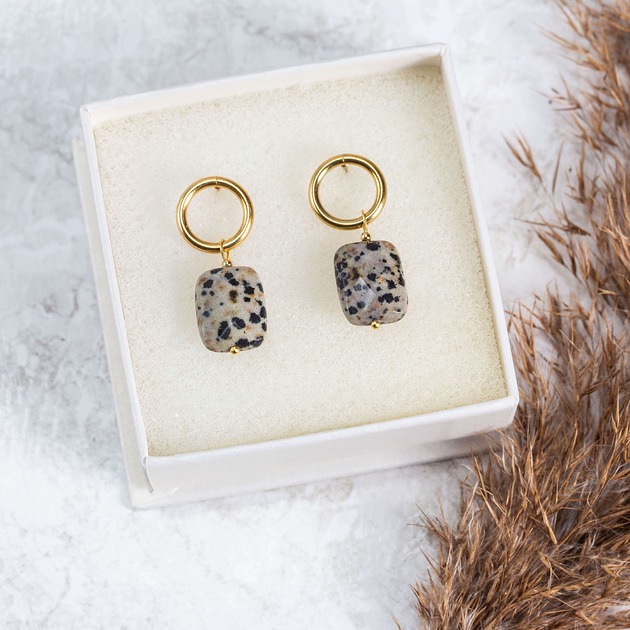 kolczyki z kamieniami Kolczyki z jaspisem dalmatyńskim