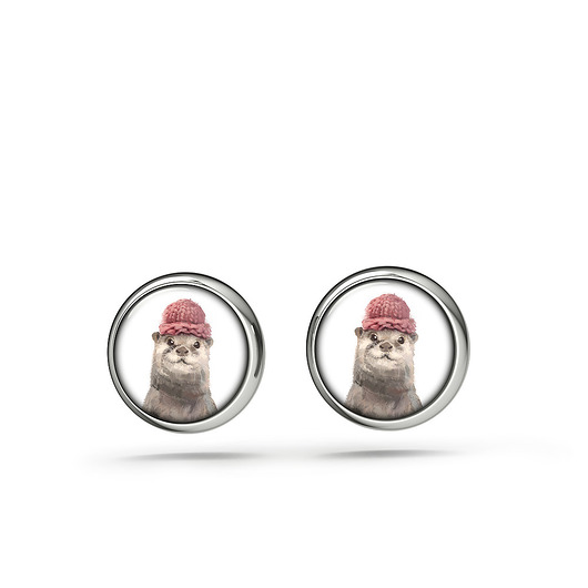 kolczyki szklane Kolczyki sztyfty - Wydra - mini