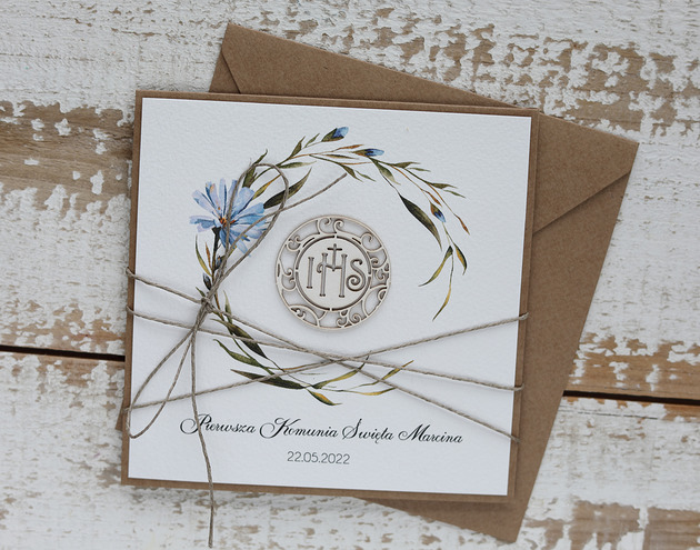zaproszenia na komunię Oryginalne zaproszenia komunijne dla chłopca 5 szt.