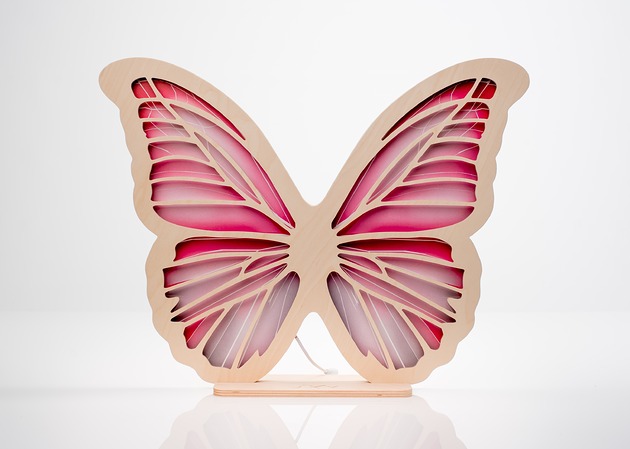 dekoracje świetlne Lampka UNKY Motyl różowo-szary