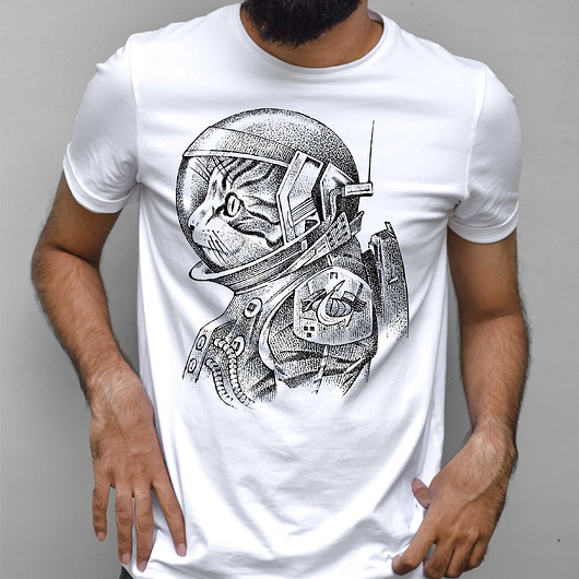 t-shirty męskie Koszulka  z nadrukiem Koci astronauta