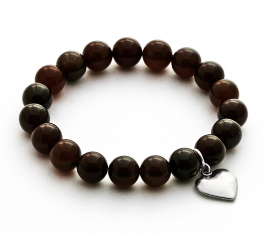 Agate with heart pendant in smokey brown. Lavoga