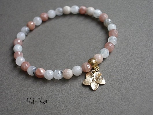 Nude and grey 1  - bransoletka KiKa pracownia