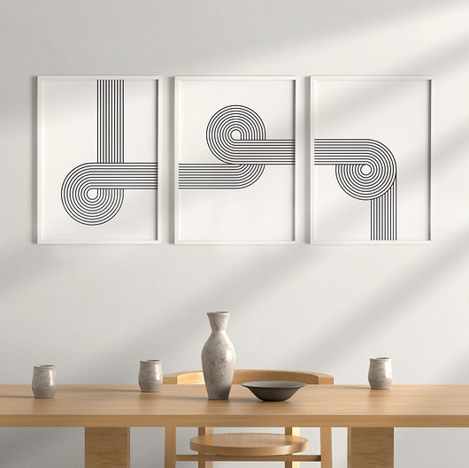 plakaty Zestaw 3 geometrycznych plakatów liniowych w stylu retro.