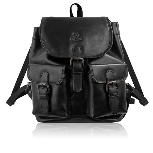 plecaki Plecak damski skórzany czarny miejski vintage retro Paolo Peruzzi SL-29-BL