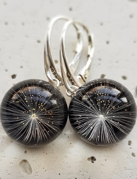 Kolczyki srebrne z gwiazdką dmuchawca Grol Jewellery
