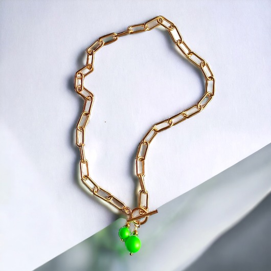 złote naszyjniki Swarovski neon pearls : TWO : neon green