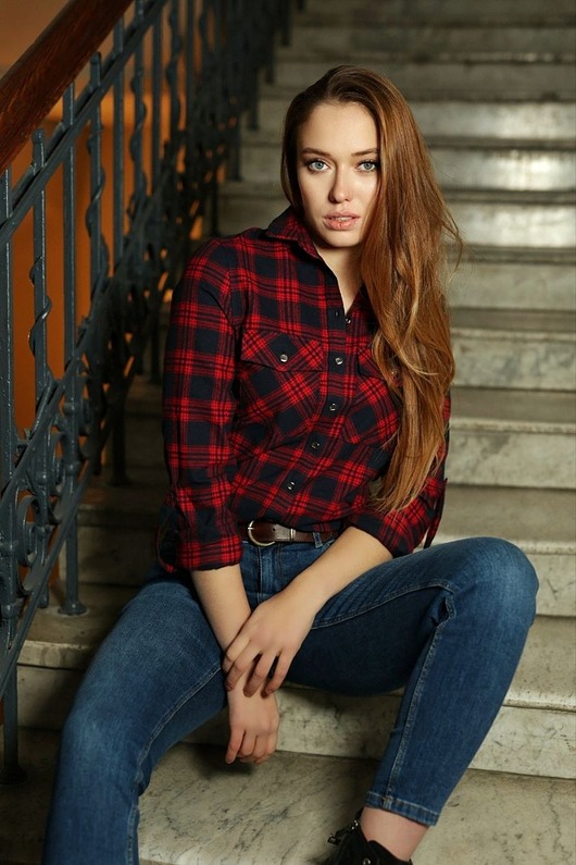 koszule damskie Koszula bawełniana w kratę grantowo - czerwona z podpięciem