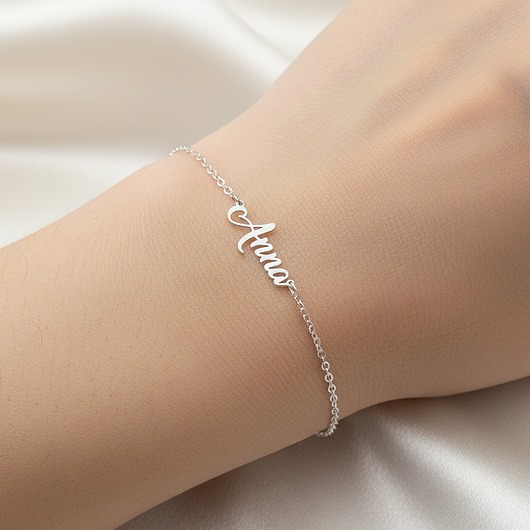 bransoletki srebrne Srebrna Bransoletka z Imieniem dowolny napis