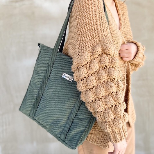 Sztruksowa torba shopper khaki sacky bag