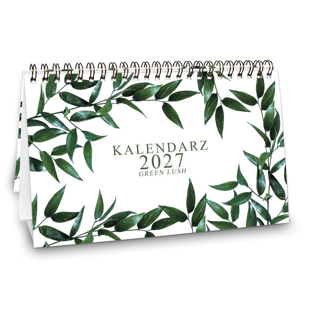 kalendarze i plannery Kalendarz 2027 biurkowy GREEN LUSH wolnostojący