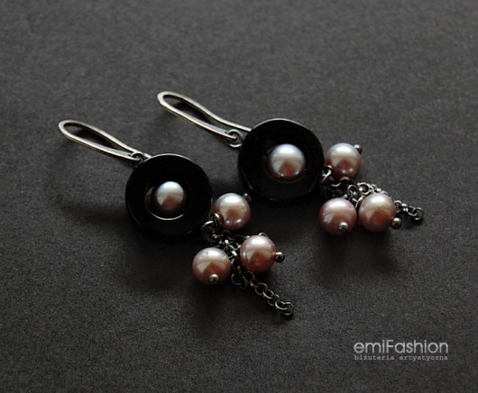 Perły i Onyks w oksydowanym srebrze MAREMI Jewelry