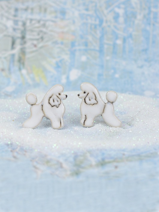 kolczyki ceramiczne Pudelki mini pieski- ceramiczne kolczyki