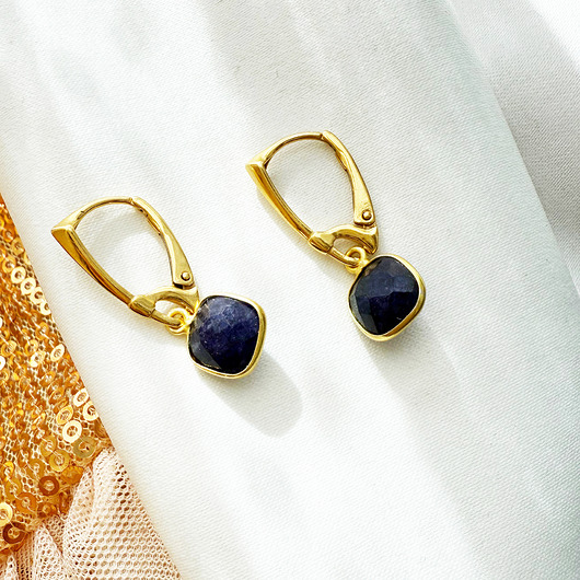 kolczyki z kamieniami SAPPHIRE SPRING - kolczyki z szafirami srebro pozłacane