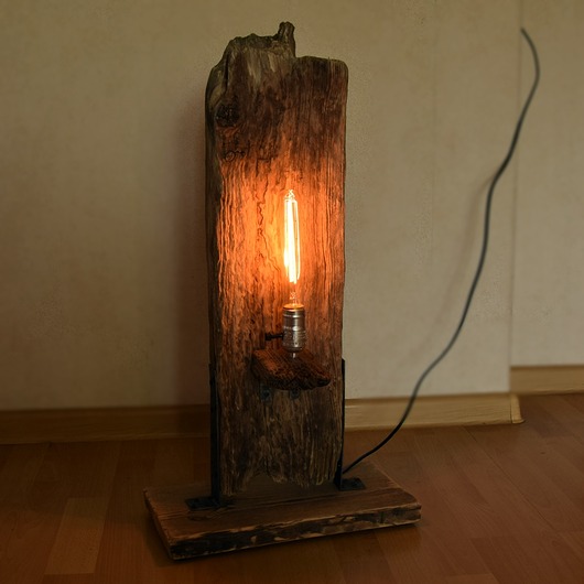 lampy podłogowe Lampa ze starego drewna, loft, retro, japandi, wabi-sabi unikat /9/