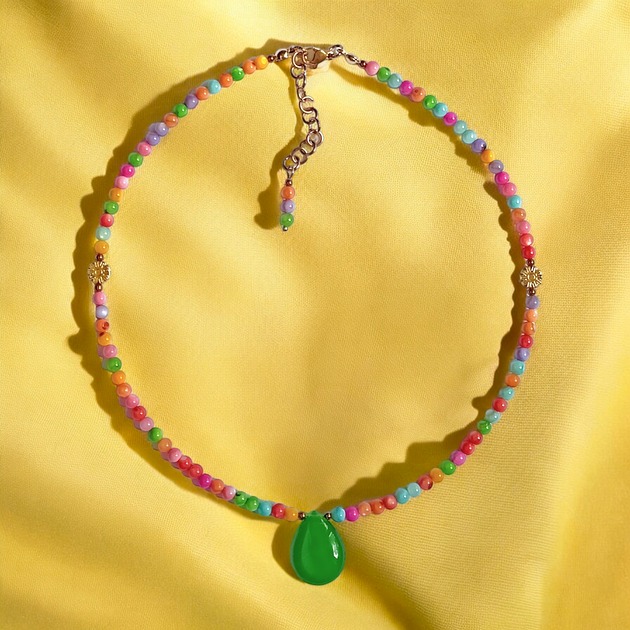 chokery Choker : summer collection : kolorowa muszla, jadeit
