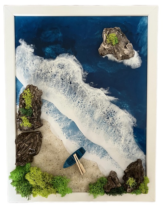 obrazy ZATOKA GŁĘBINOWY BŁĘKIT 1GB2 [Obraz z żywicy epoksydowej,żywica]