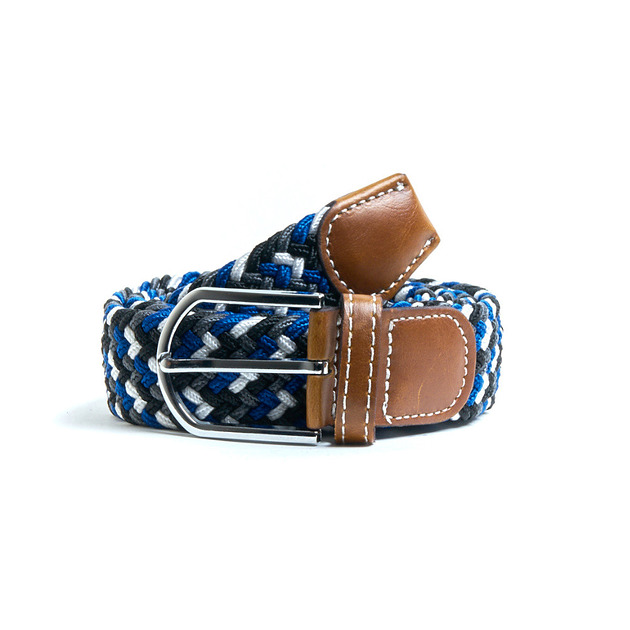 paski damskie Pleciony pasek Blue White Black Gray