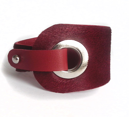 Bransoletka skórzana bordowa EYElet. Mikashka