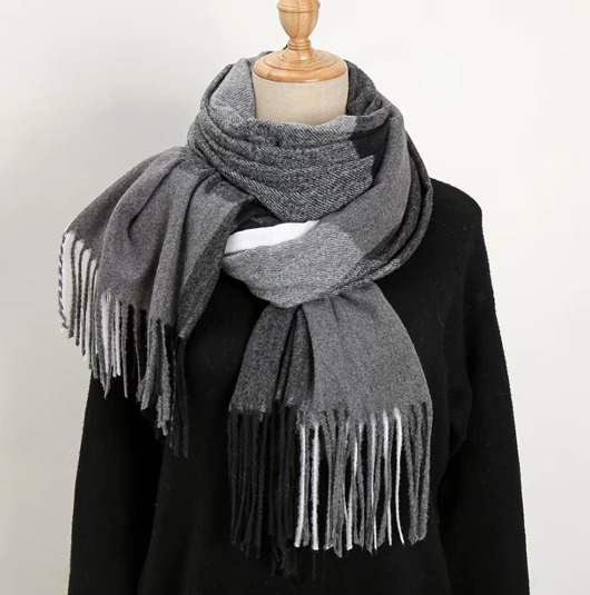 szale damskie Szalik Damski kaszmirowy wełna czarny szary biały
