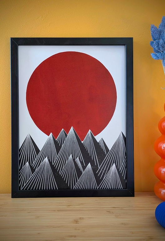grafiki i ilustracje Ręcznie drukowany linoryt "Wschód" 30x40cm