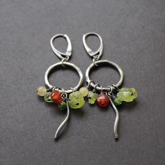 kolczyki z kamieniami Kolczyki Surowa wiosna