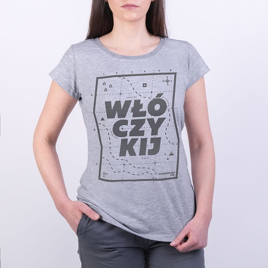 t-shirt damskie Koszulka damska WŁÓCZYKIJ jasnoszara